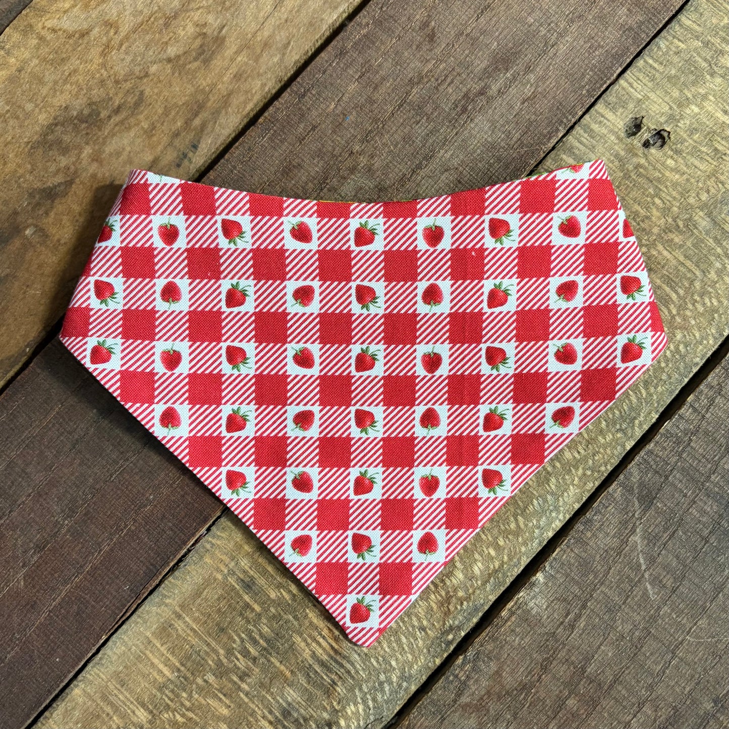 Strawberry Gingham Pet Bandana