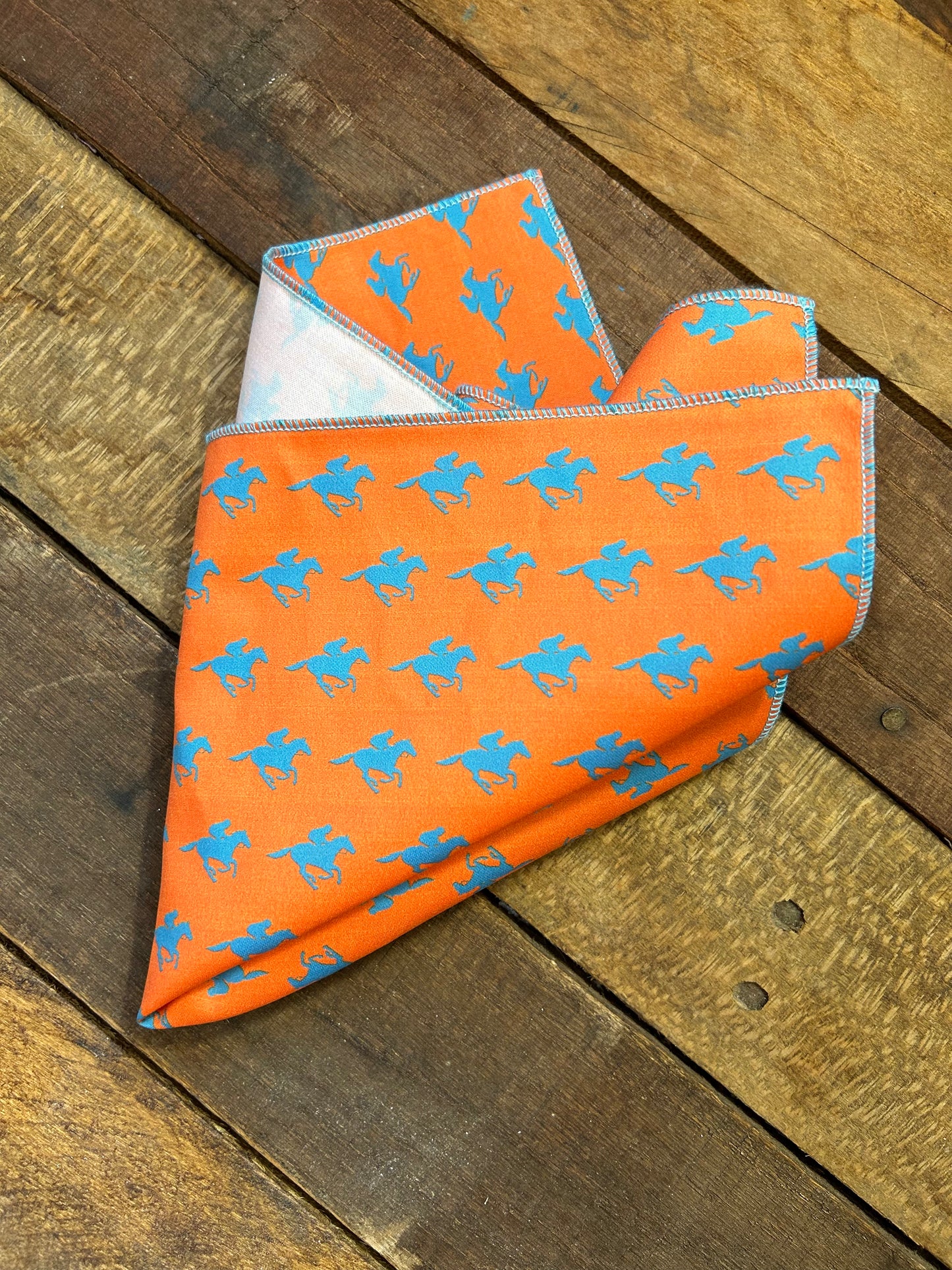 Orange and Teal Pocket Square