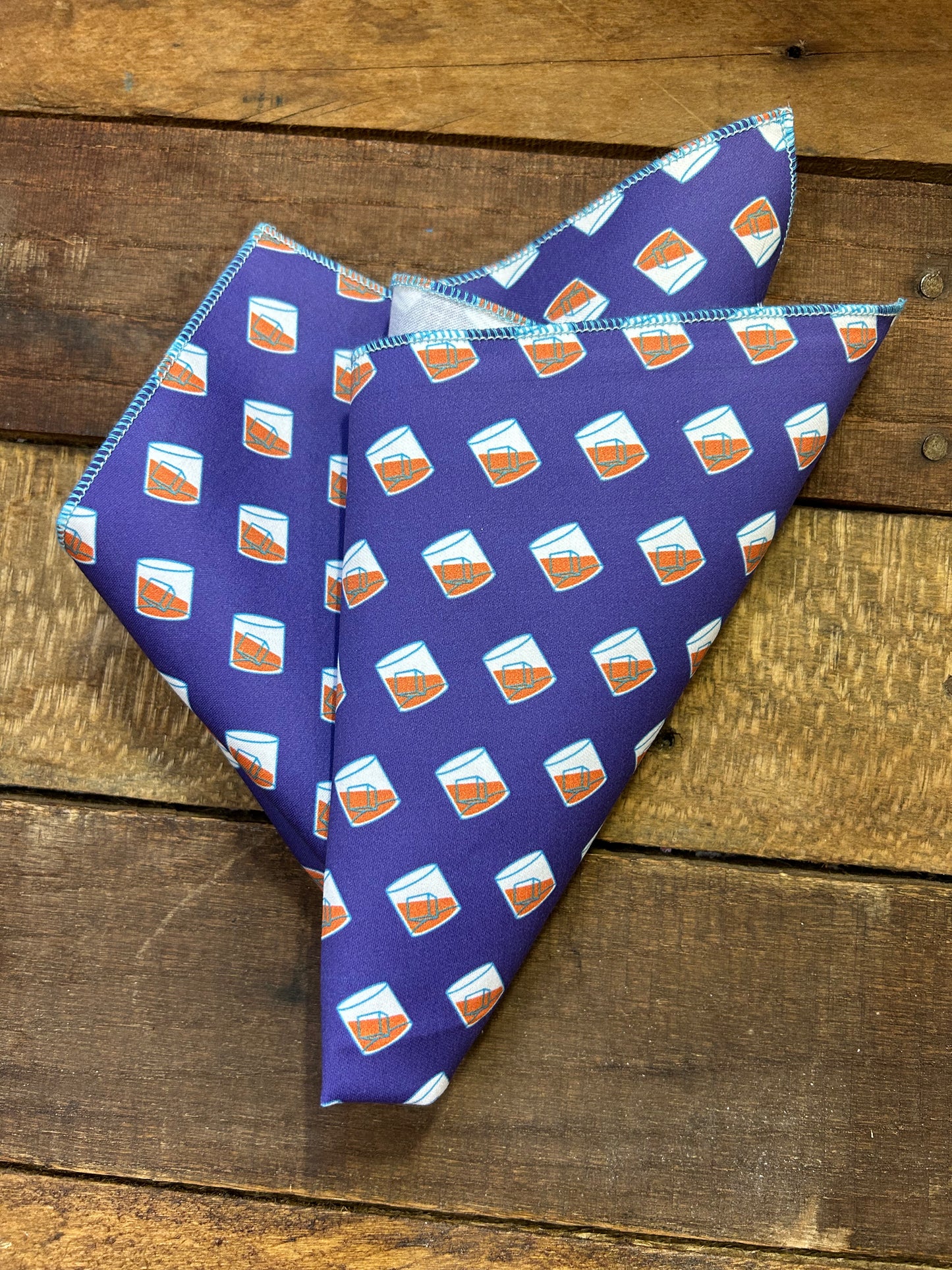 Navy Rocks Glass Pocket Square