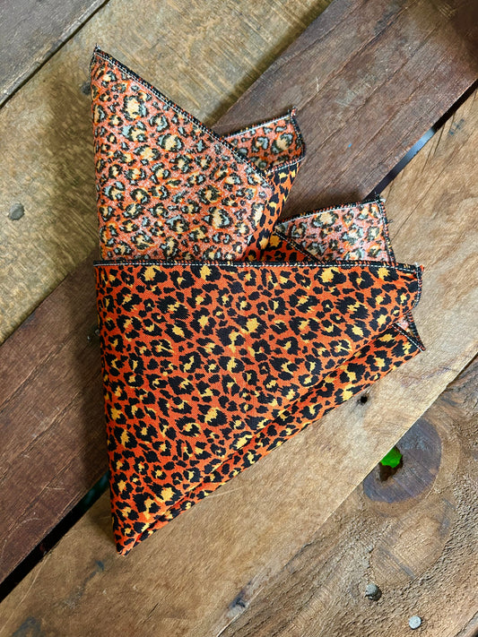 Orange Leopard Print Pocket Square
