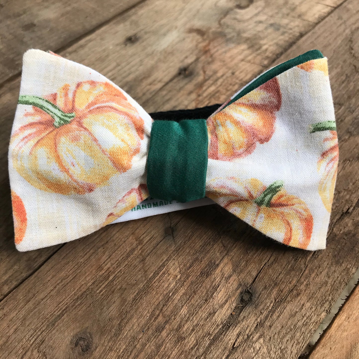 Pumpkins with Green Sateen Bow Tie