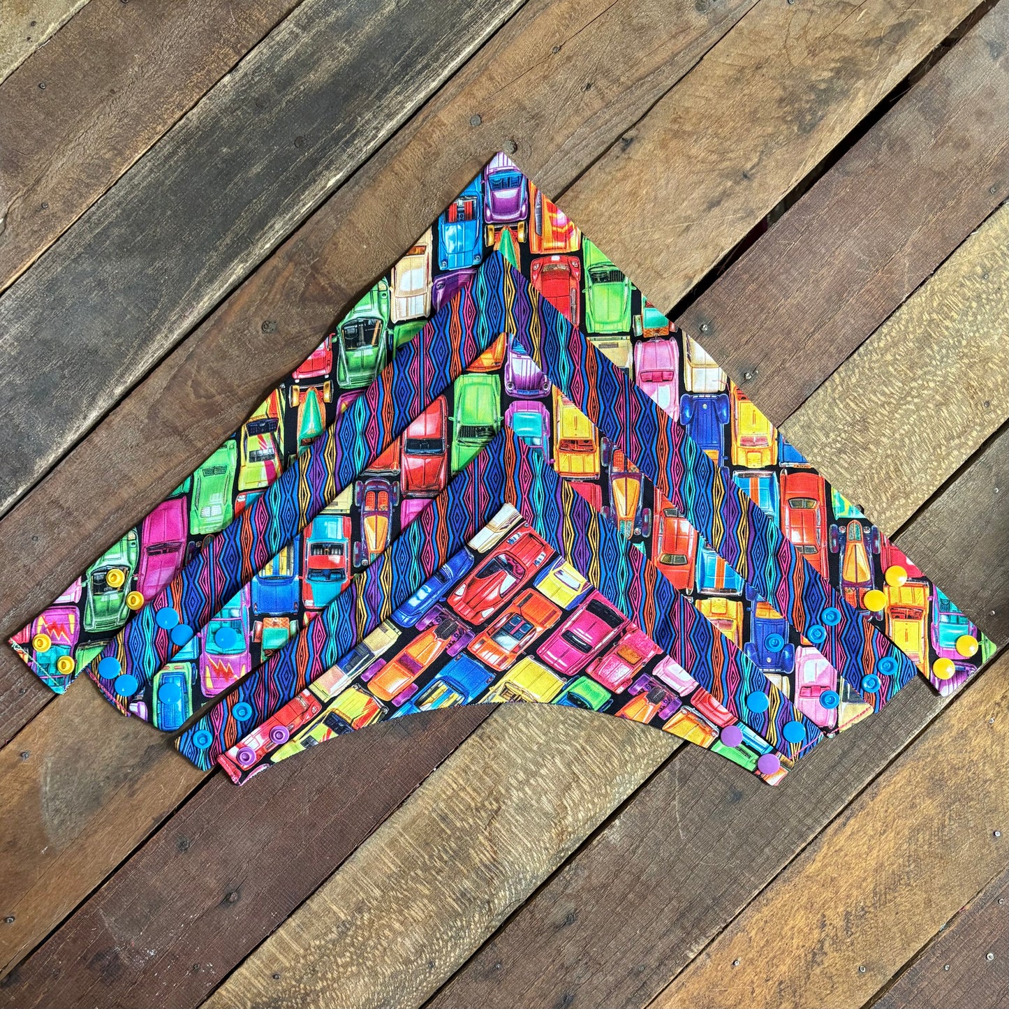 Cars with a 90s Sweater Print Pet Bandana