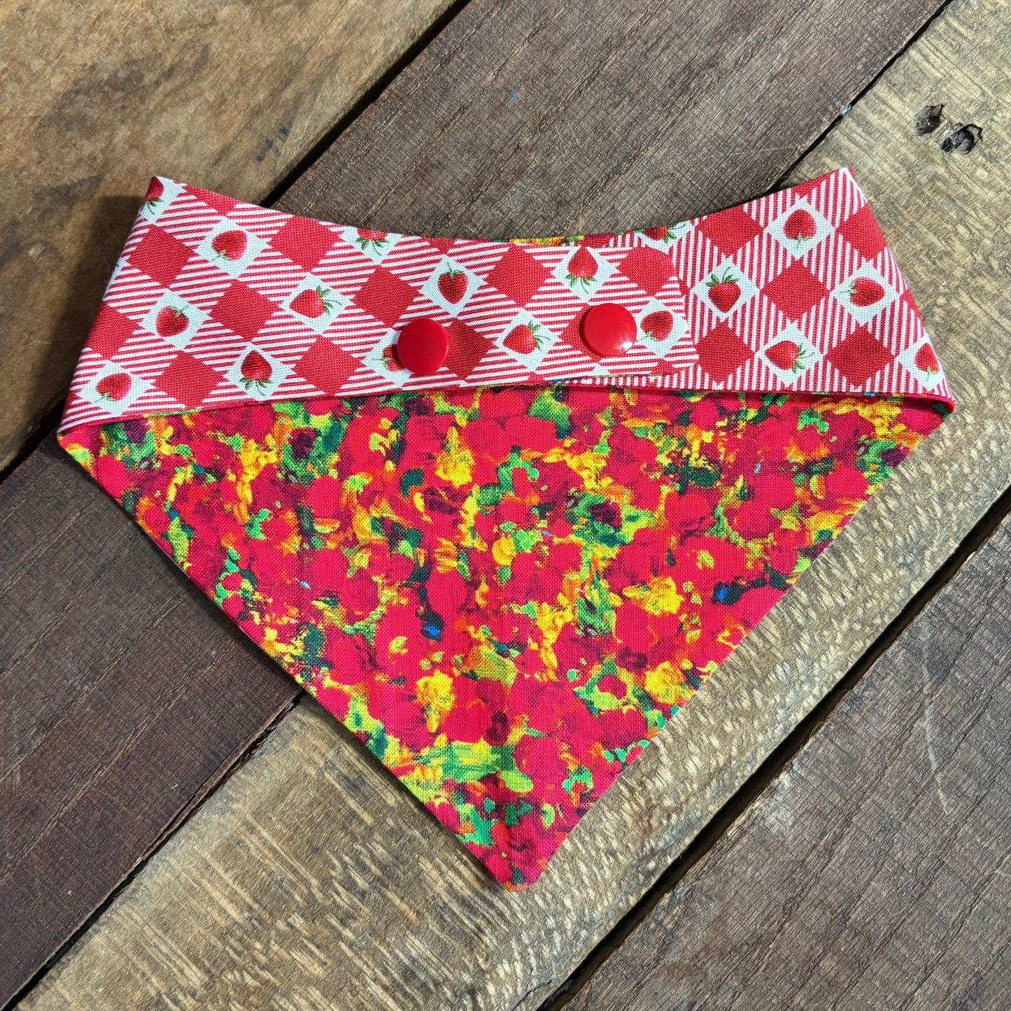 Strawberry Gingham Pet Bandana