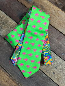Lime with Hot Pink Horses Necktie