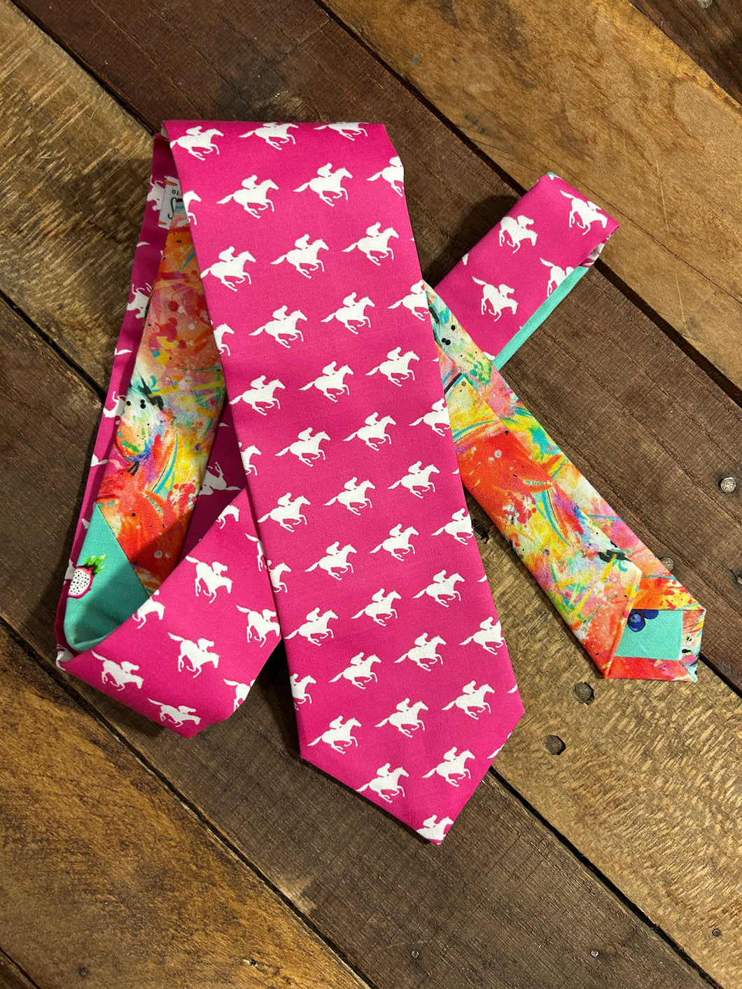 Hot Pink and White Horses Necktie