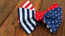 america, american, bowtie, bow tie, handmade bowtie, handmade bow tie, red white and blue, red white and blue bow tie, american flag tie, americal flag bow tie, ole miss, ole miss bowtie, ole miss bow tie, patriot, patriotic bow tie, wedding, wedding bow tie, wedding bowtie, handmade bowtie, handmade pocket square, handmade necktie, groom, groom tie, groomsmen, groomsman, groomsmen tie, groomsmen gift  