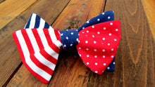 america, american, bowtie, bow tie, handmade bowtie, handmade bow tie, red white and blue, red white and blue bow tie, american flag tie, americal flag bow tie, ole miss, ole miss bowtie, ole miss bow tie, patriot, patriotic bow tie, wedding, wedding bow tie, wedding bowtie, handmade bowtie, handmade pocket square, handmade necktie, groom, groom tie, groomsmen, groomsman, groomsmen tie, groomsmen gift  