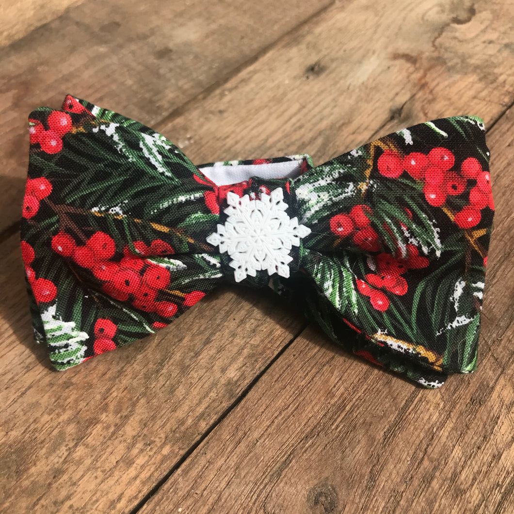 Snowflake and Holly Bow Tie