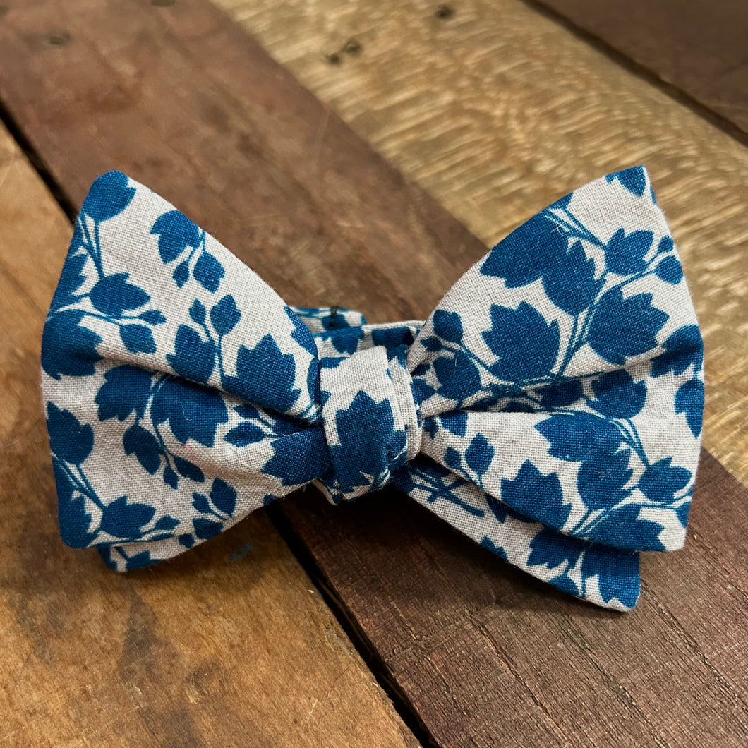 Gray and Teal Floral Bow Ties