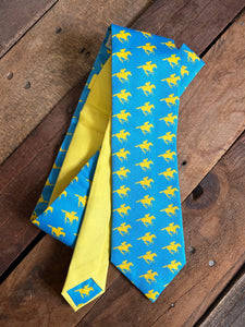 Teal and Yellow Racehorses Necktie