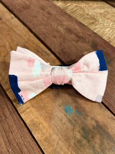 Cream, Pink, and Navy Bow Tie