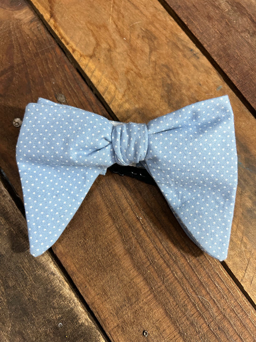 Light Blue Polka Dot Droopy Bow Tie