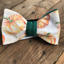 Pumpkins with Green Sateen Bow Tie