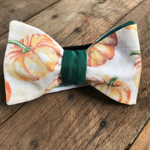 Pumpkins with Green Sateen Bow Tie