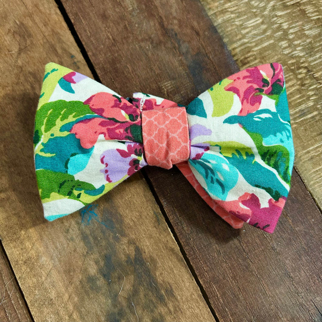Coral and Jungle Botanical Bow Tie