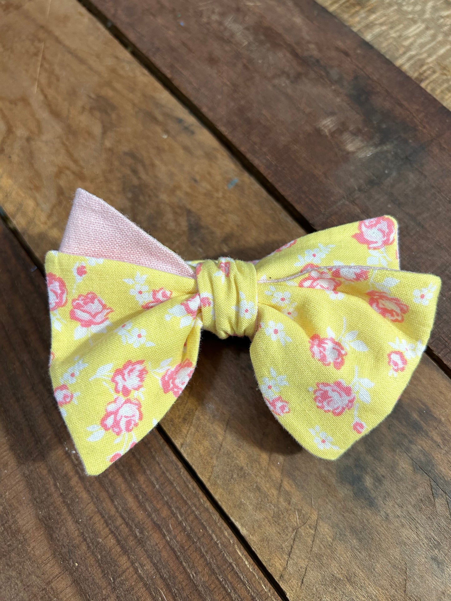 Pale Pink and Yellow Bow Tie