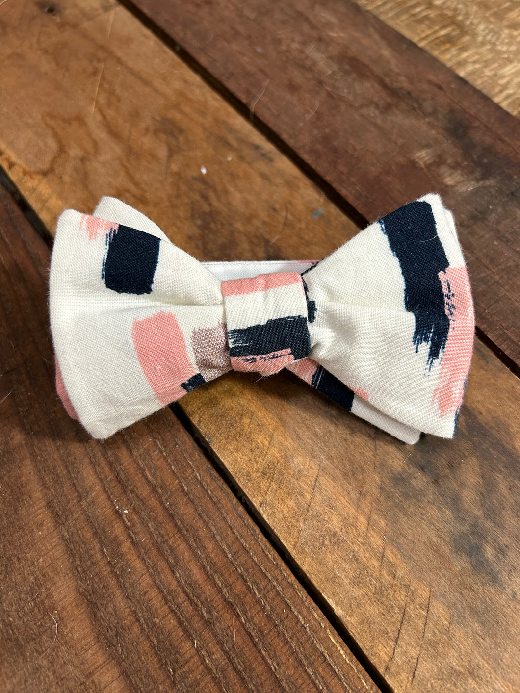 Cream, Pink, and Navy Bow Tie