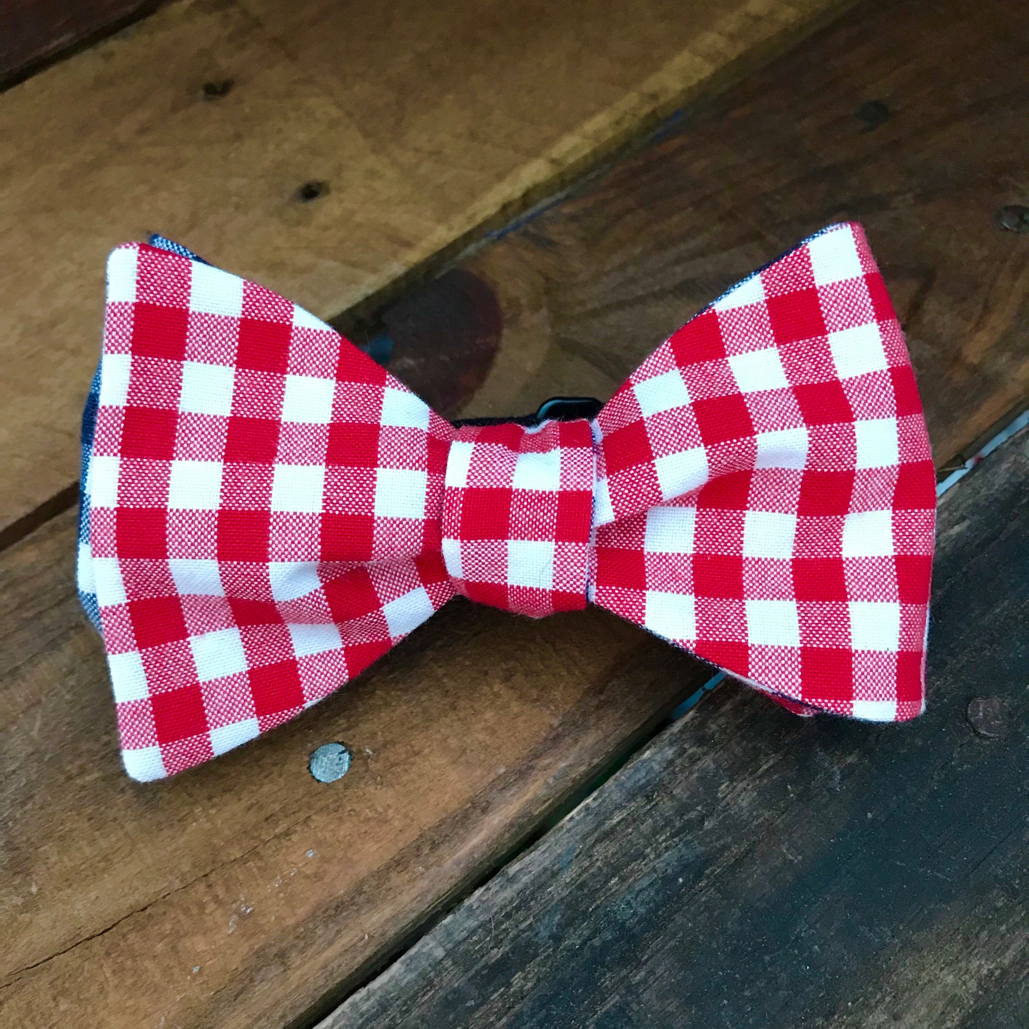 Red and Navy Gingham Bow Tie – Peake Ties