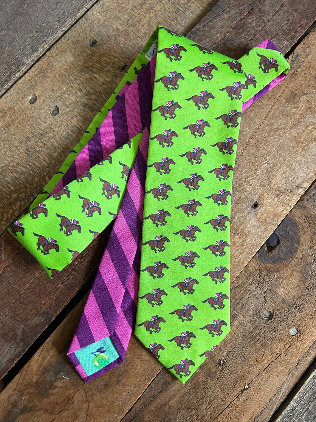 Lime Racehorses Necktie