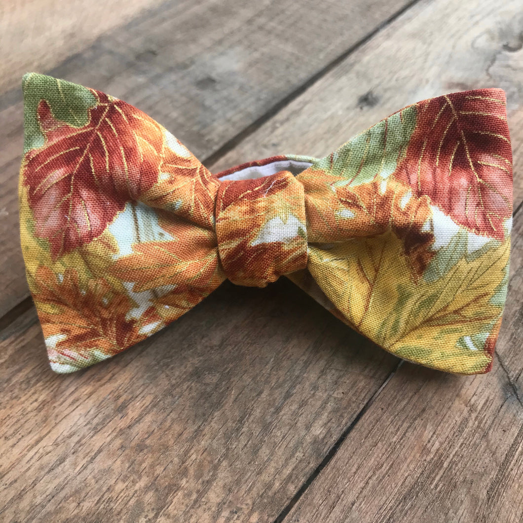 Watercolor Autumn Leaves Bow Tie