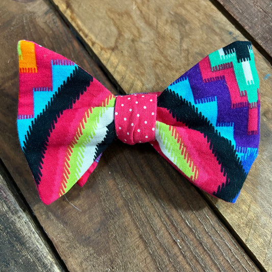 Neon Aztec Print Bow Tie