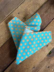 Teal and Orange Polka Dots Pocket Square