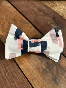Cream, Pink, and Navy Bow Tie