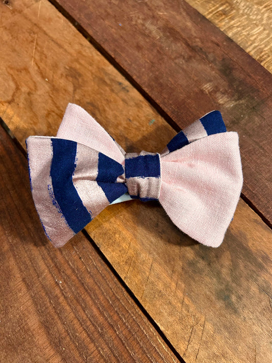 Navy and Metallic Rose Bow Tie