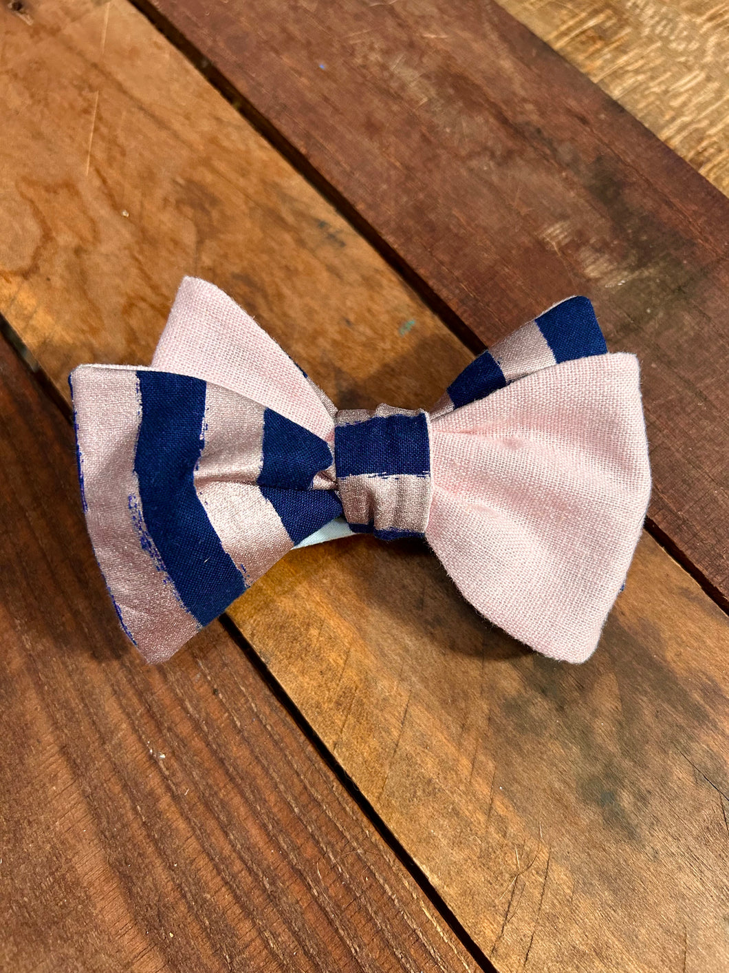 Navy and Metallic Rose Bow Tie
